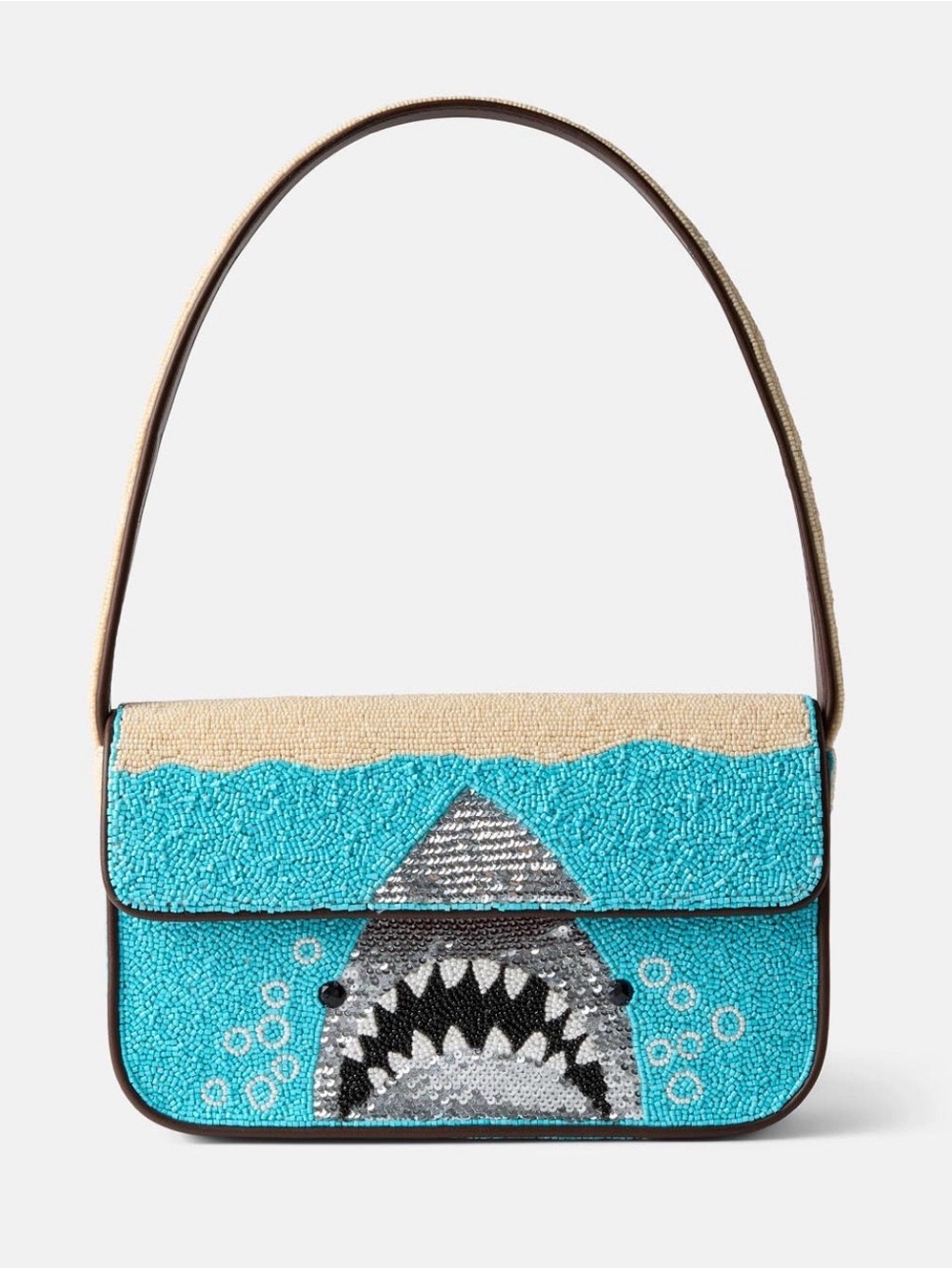 STAUD Shark Tommy Beaded Shoulder Bag